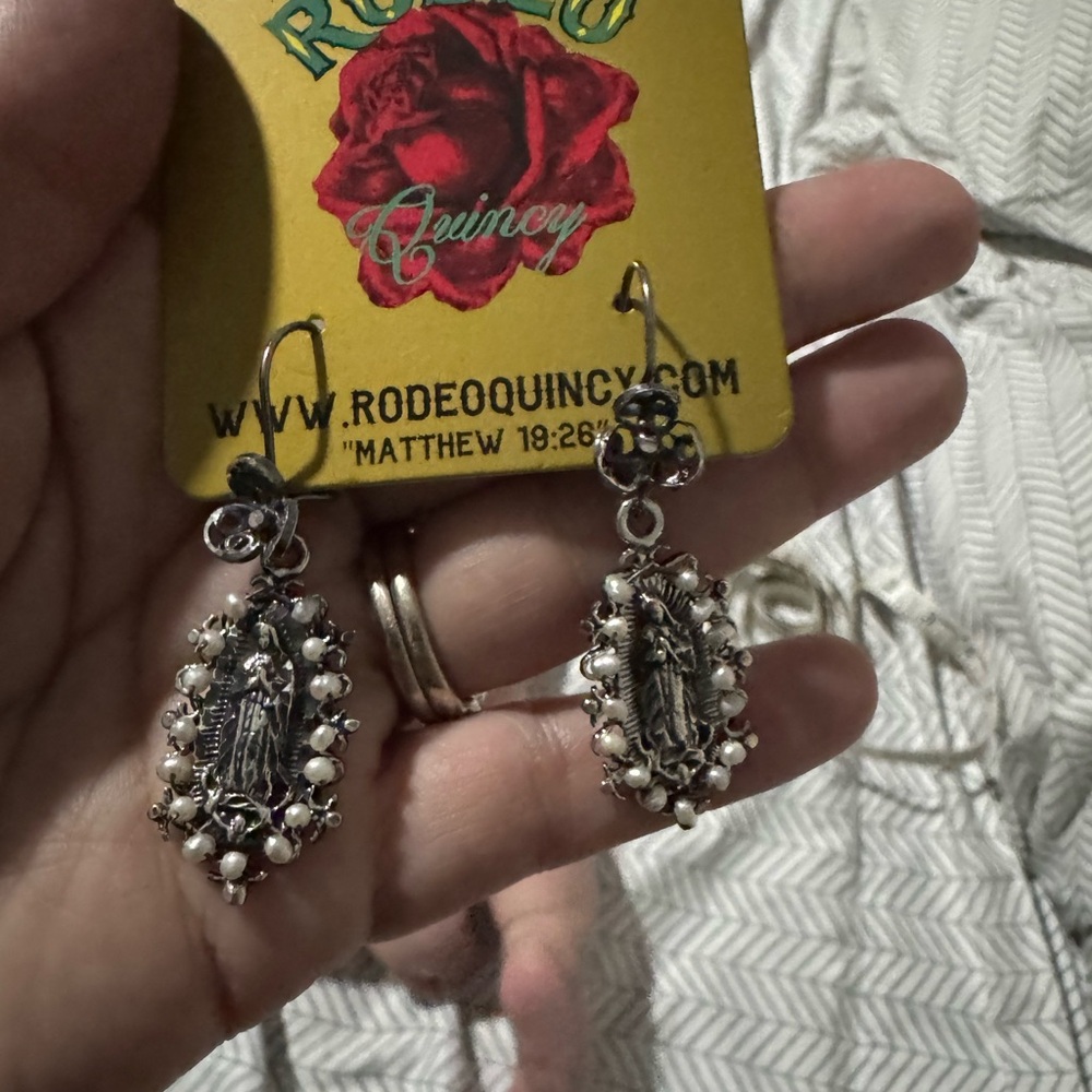 Federico Sterling Silver and Pearl Drop Guadalupe Earrings with Filigree Design
